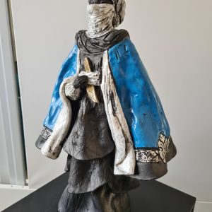 Touareg bleu et blanc – Céramique Raku