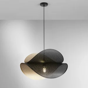 Suspension métal perforé double voile ondulée 60cm (3 couleurs)