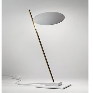 Lampe Lederam T1 – H 41 cm – Disque blanc & Tige or