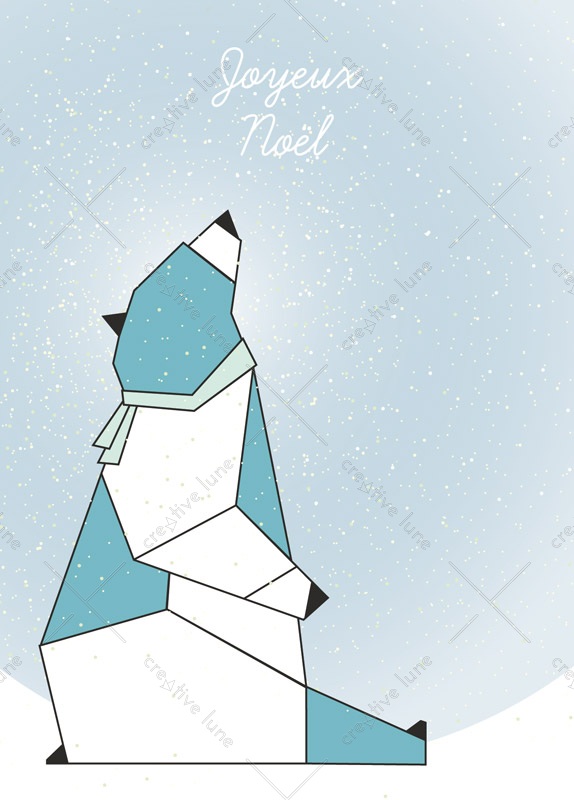 Ours sous la neige, carte de Noël