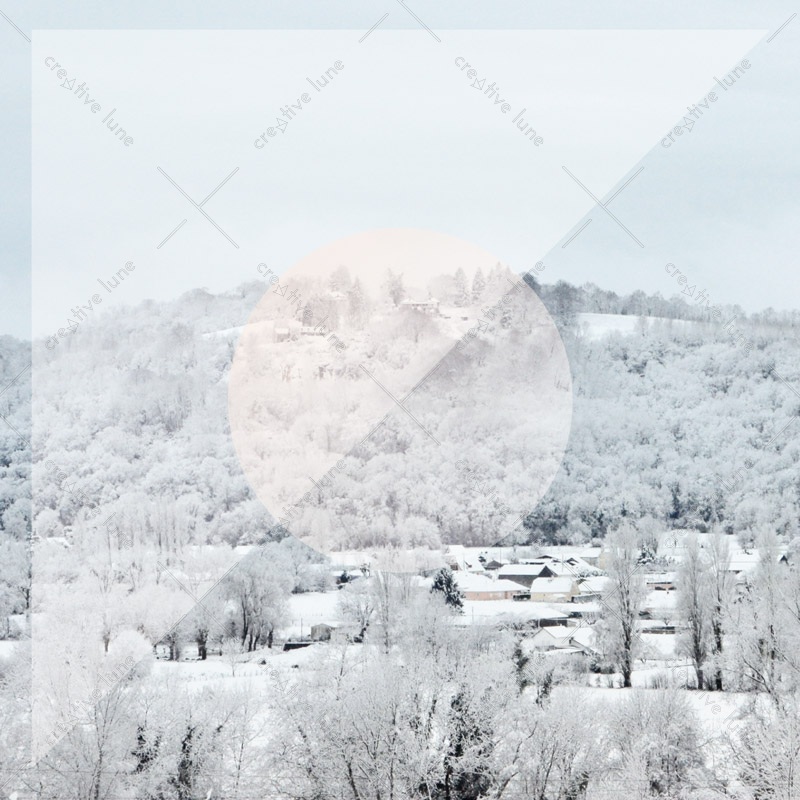Village sous la neige, carte, lot de 2 declinaisons