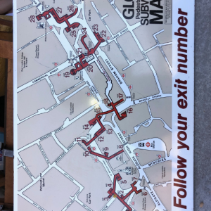 Plaque émaillée – Plan de sortie du métro Londonien – signée GLC