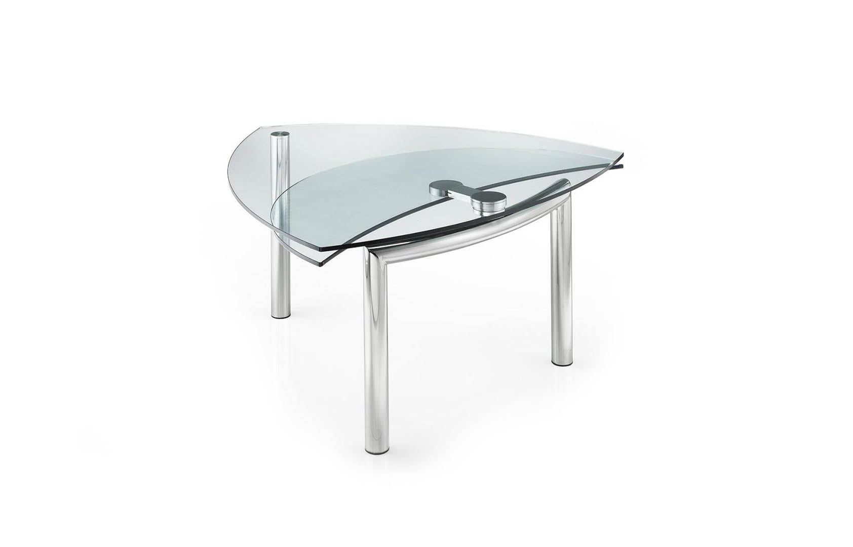 Table Policleto Goccia – 160/135 cm – Verre transparent