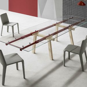 Table Tracks – 160/90 cm – Frêne & Verre transparent